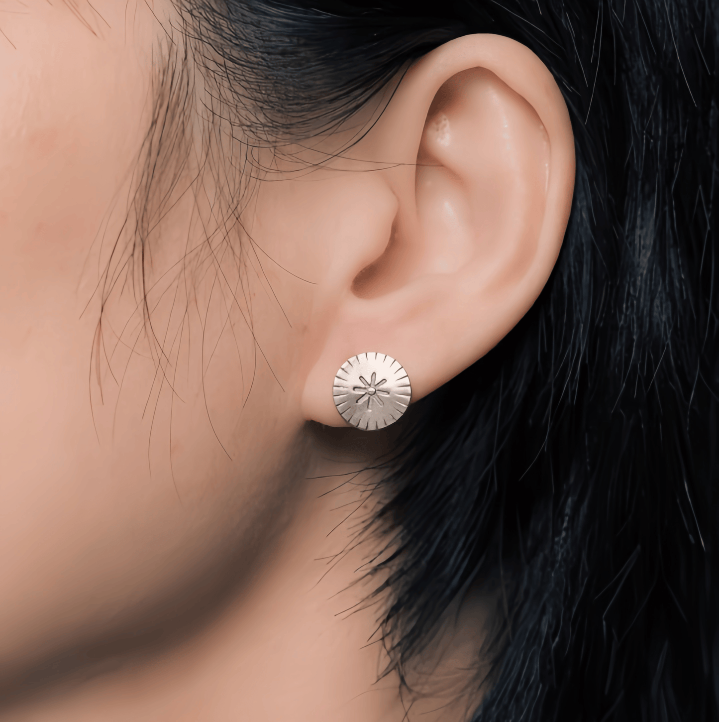 Energy Luxury Artisan Minimalist 925 Silver Stud Earrings – Handcrafted & Unique Style