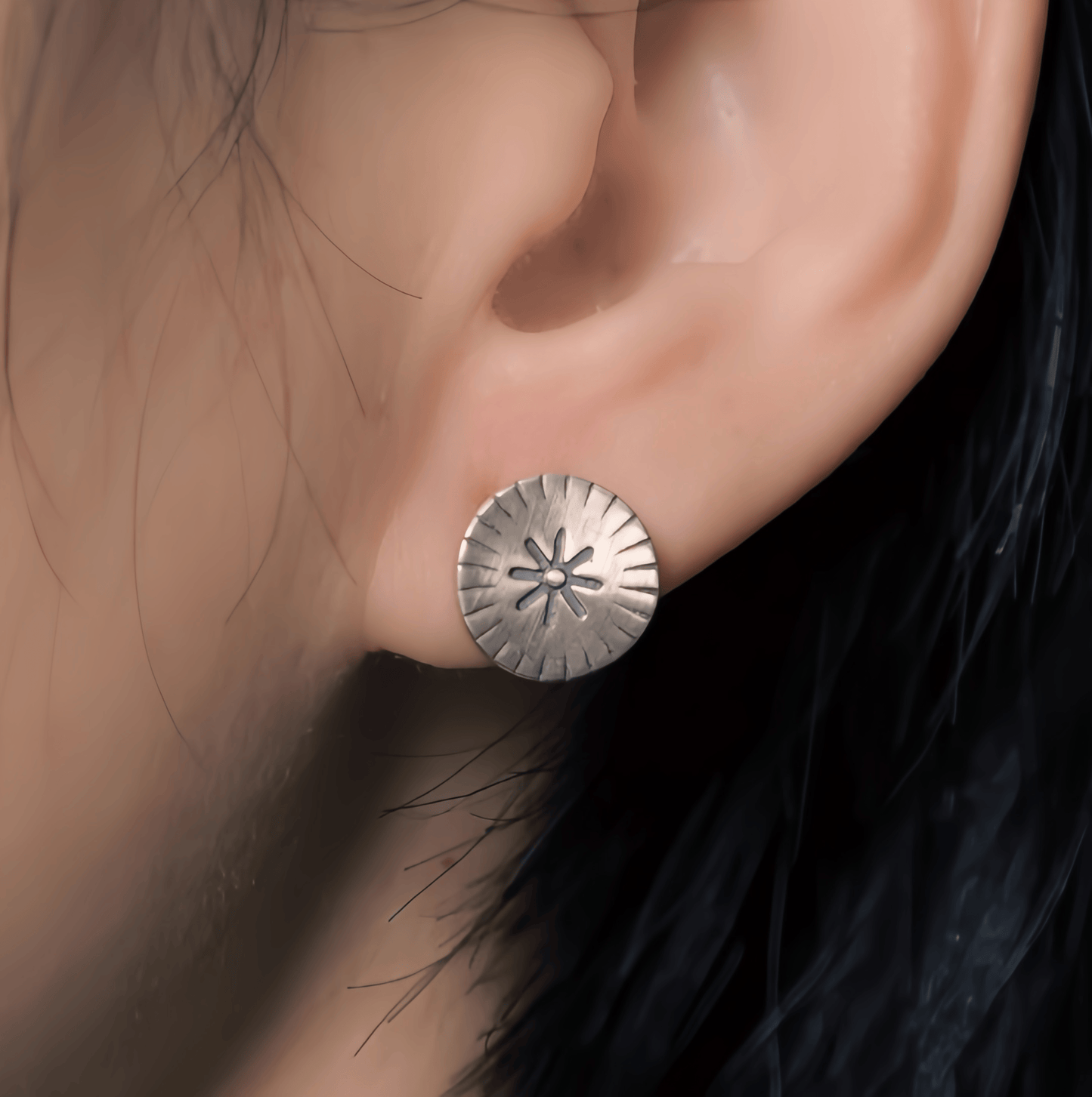Energy Luxury Artisan Minimalist 925 Silver Stud Earrings – Handcrafted & Unique Style
