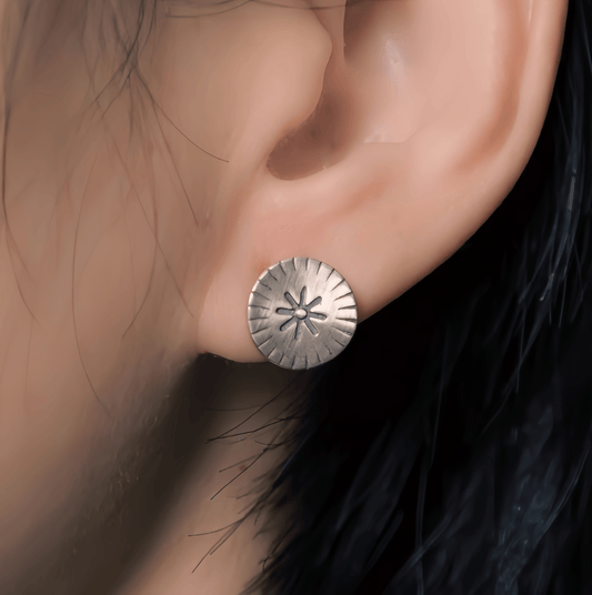 Energy Luxury Artisan Minimalist 925 Silver Stud Earrings – Handcrafted & Unique Style