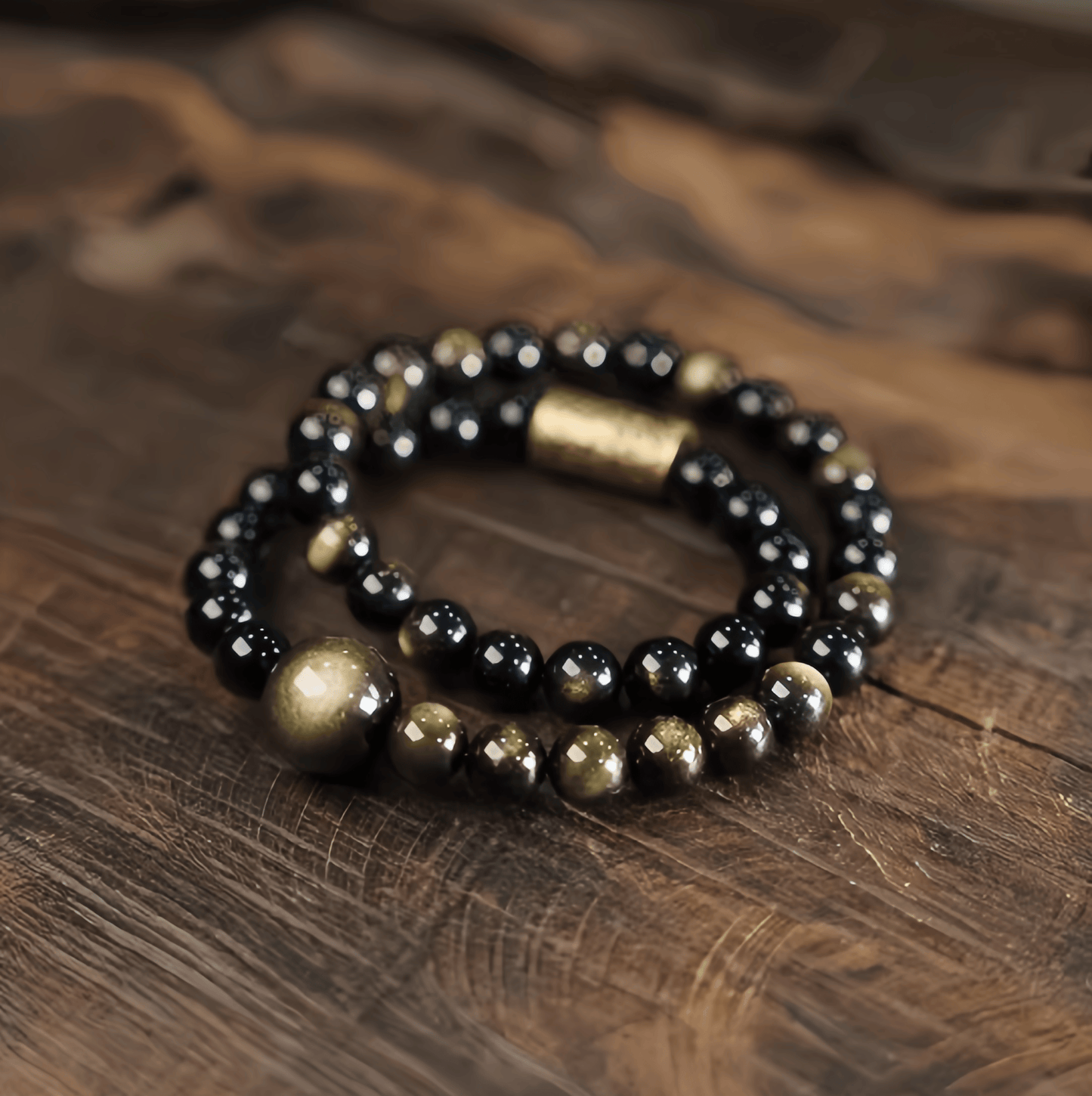 Energy Luxury Elegant Cat’s Eye Gold Obsidian Bracelet