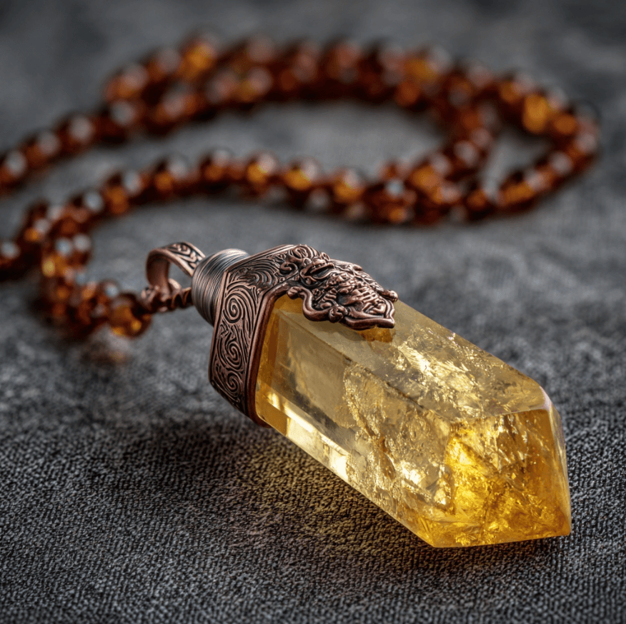Fortune God Citrine Necklace – Wealth Activation Charm