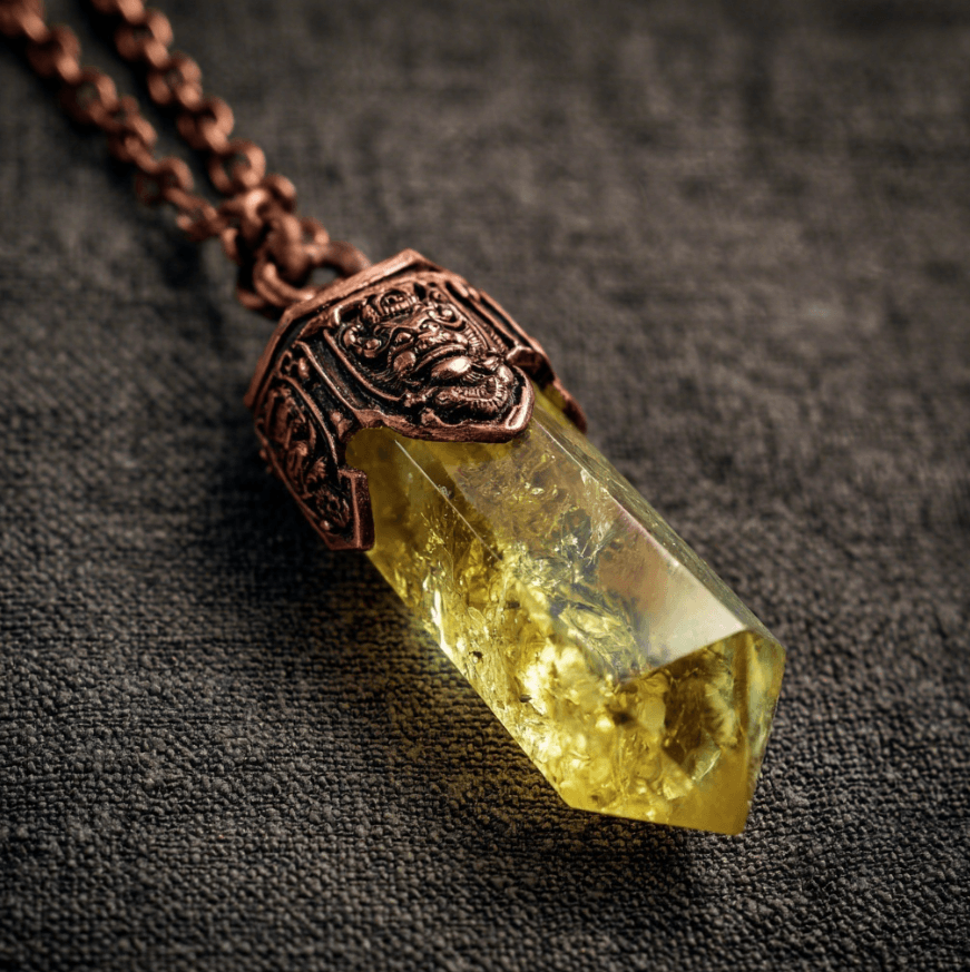 Fortune God Citrine Necklace – Wealth Activation Charm