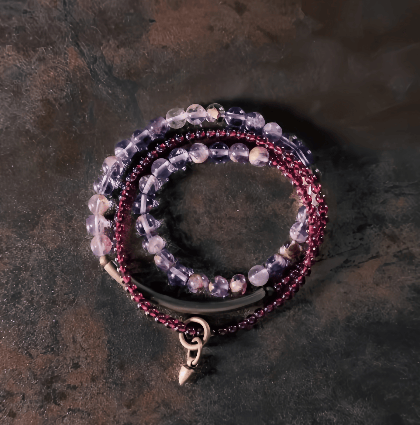 Energy Luxury Handcrafted Amethyst Phantom & Garnet Bracelet