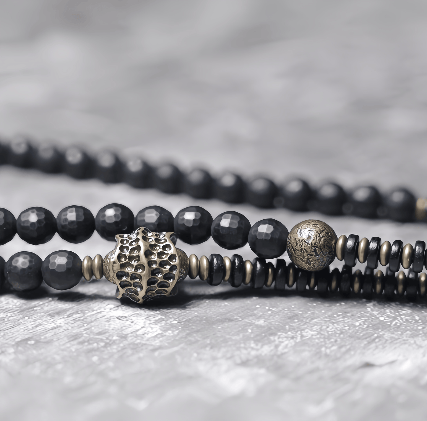 Energy Luxury Handcrafted Black Agate Bead Bracelet