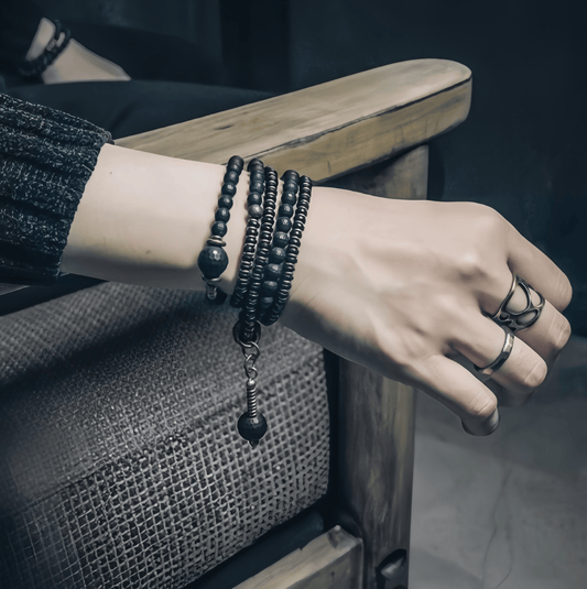 Energy Luxury Handcrafted Black Agate Bead Bracelet