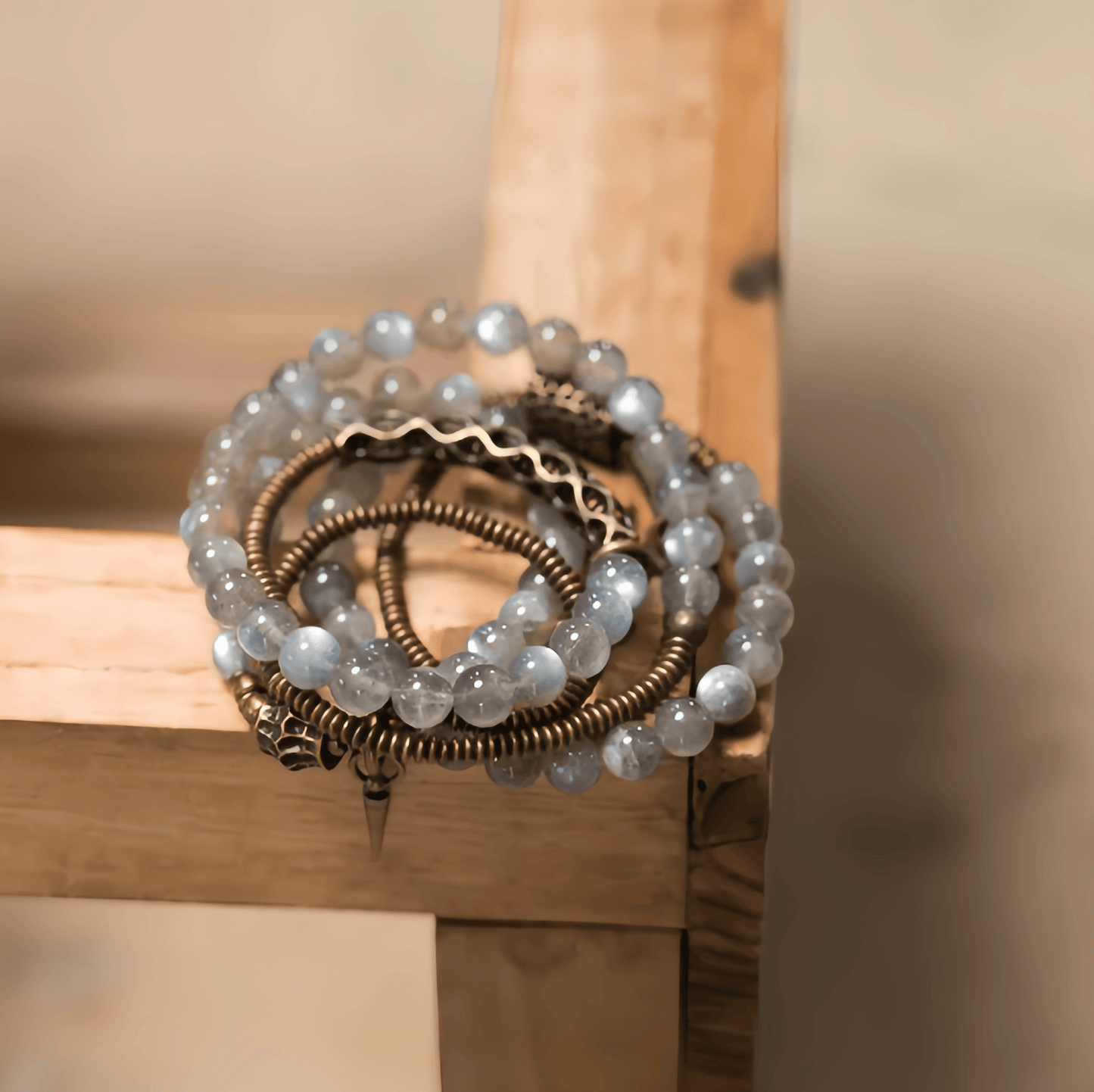 Energy Luxury Handcrafted Gray Moonstone Bracelet