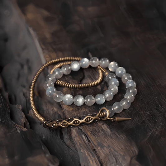 Energy Luxury Handcrafted Gray Moonstone Bracelet