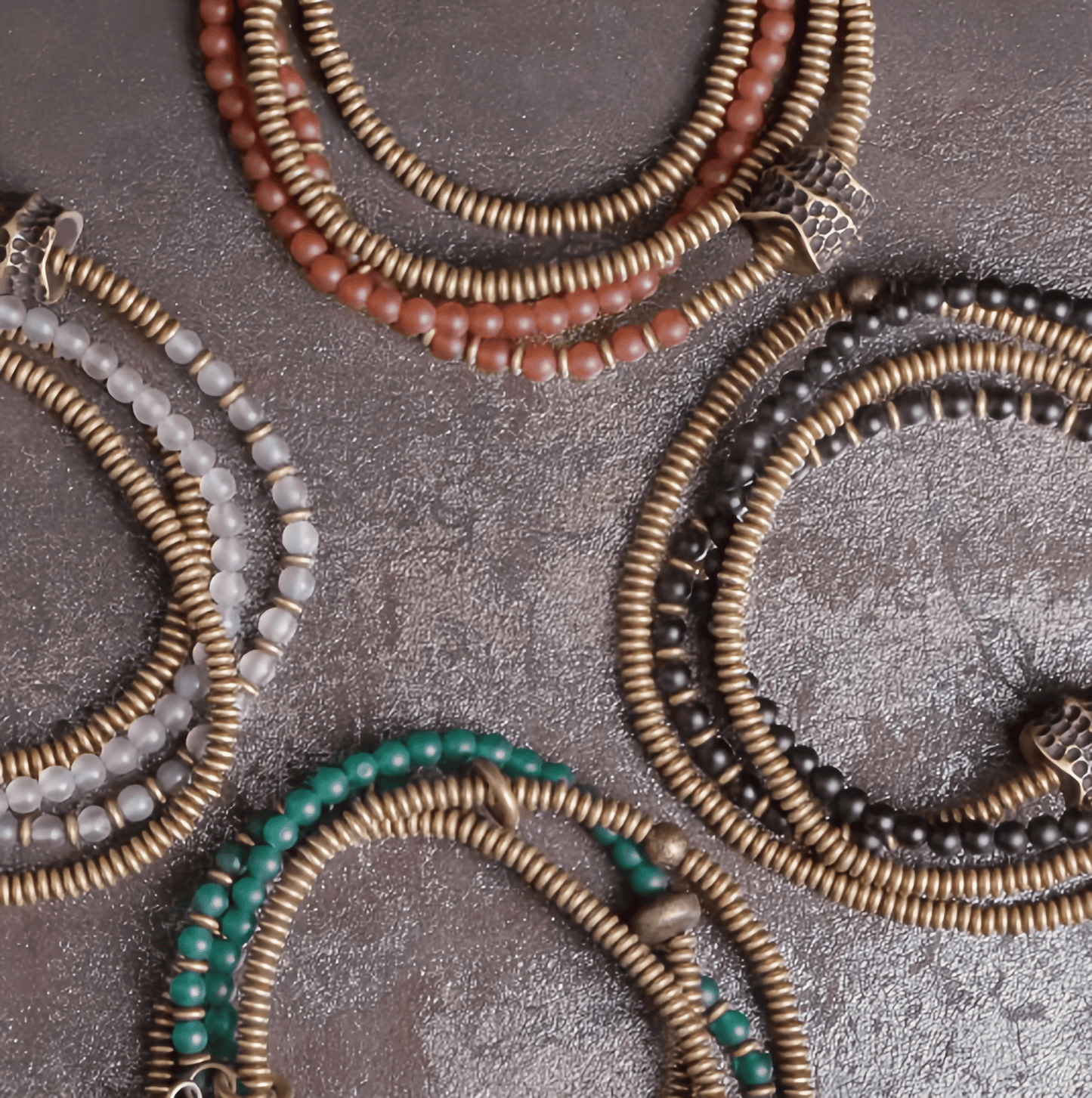 Energy Luxury Handcrafted Multi-Strand Agate Brass Bracelet