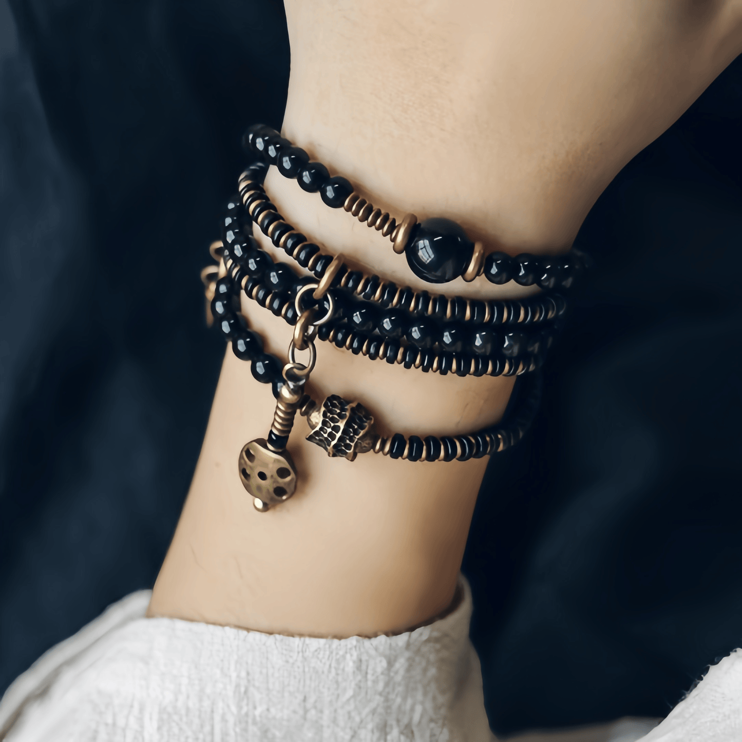 Energy Luxury Handcrafted Multi-Strand Obsidian Bracelet