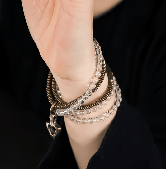 Energy Luxury Handcrafted Multi-Strand White Crystal Bracelet