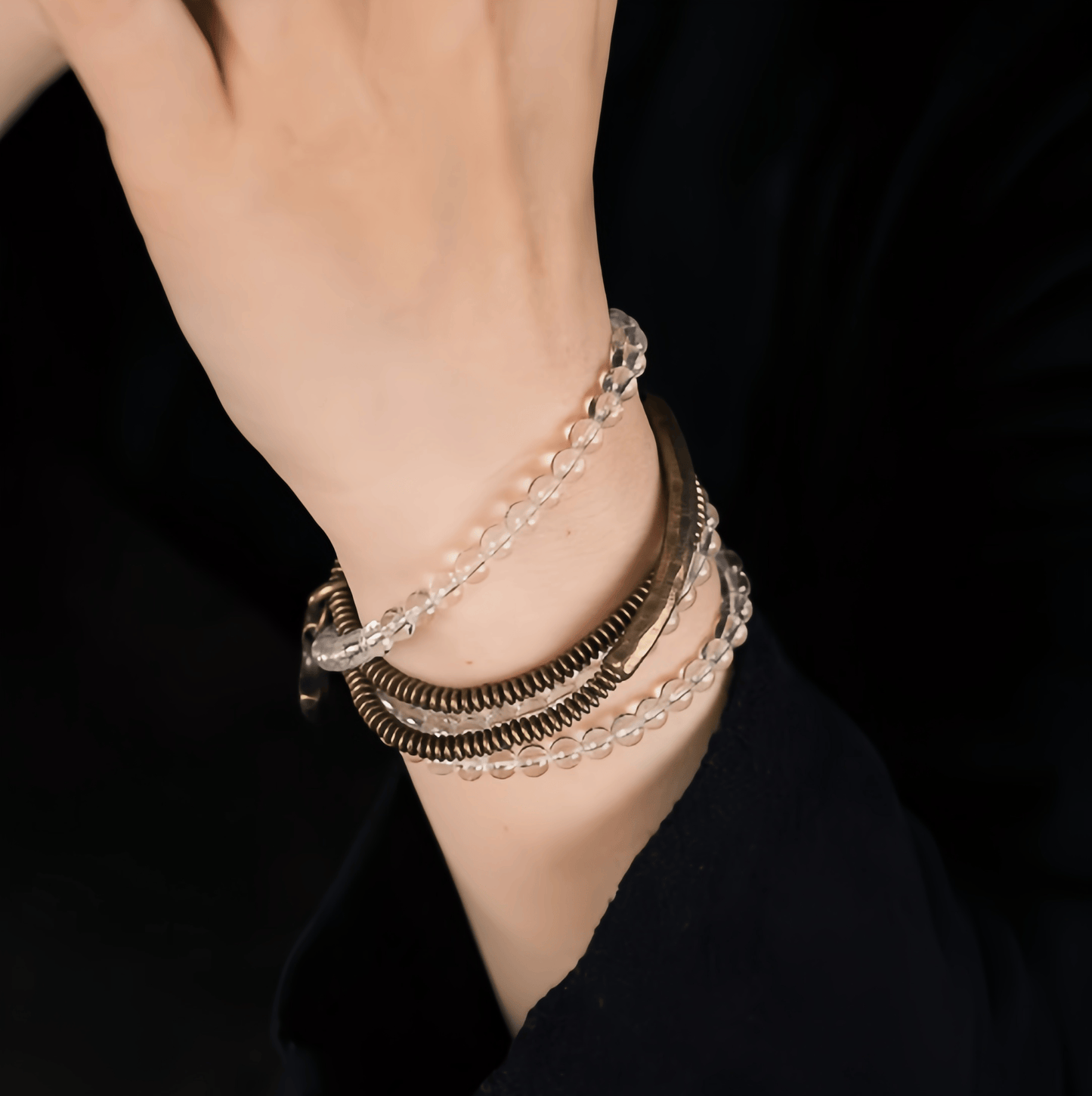 Energy Luxury Handcrafted Multi-Strand White Crystal Bracelet
