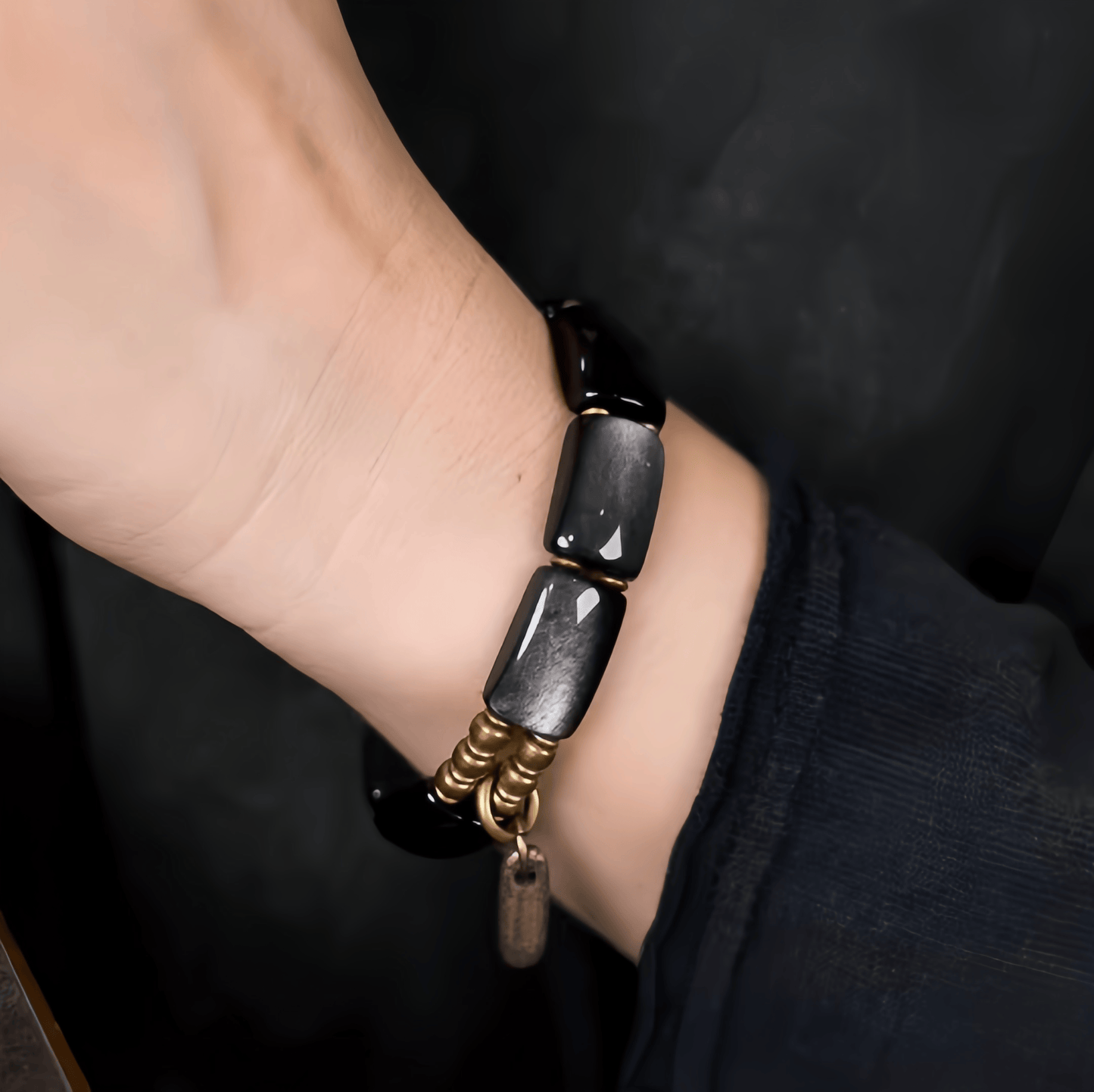 Energy Luxury Handcrafted Obsidian & Silver Obsidian Bracelet