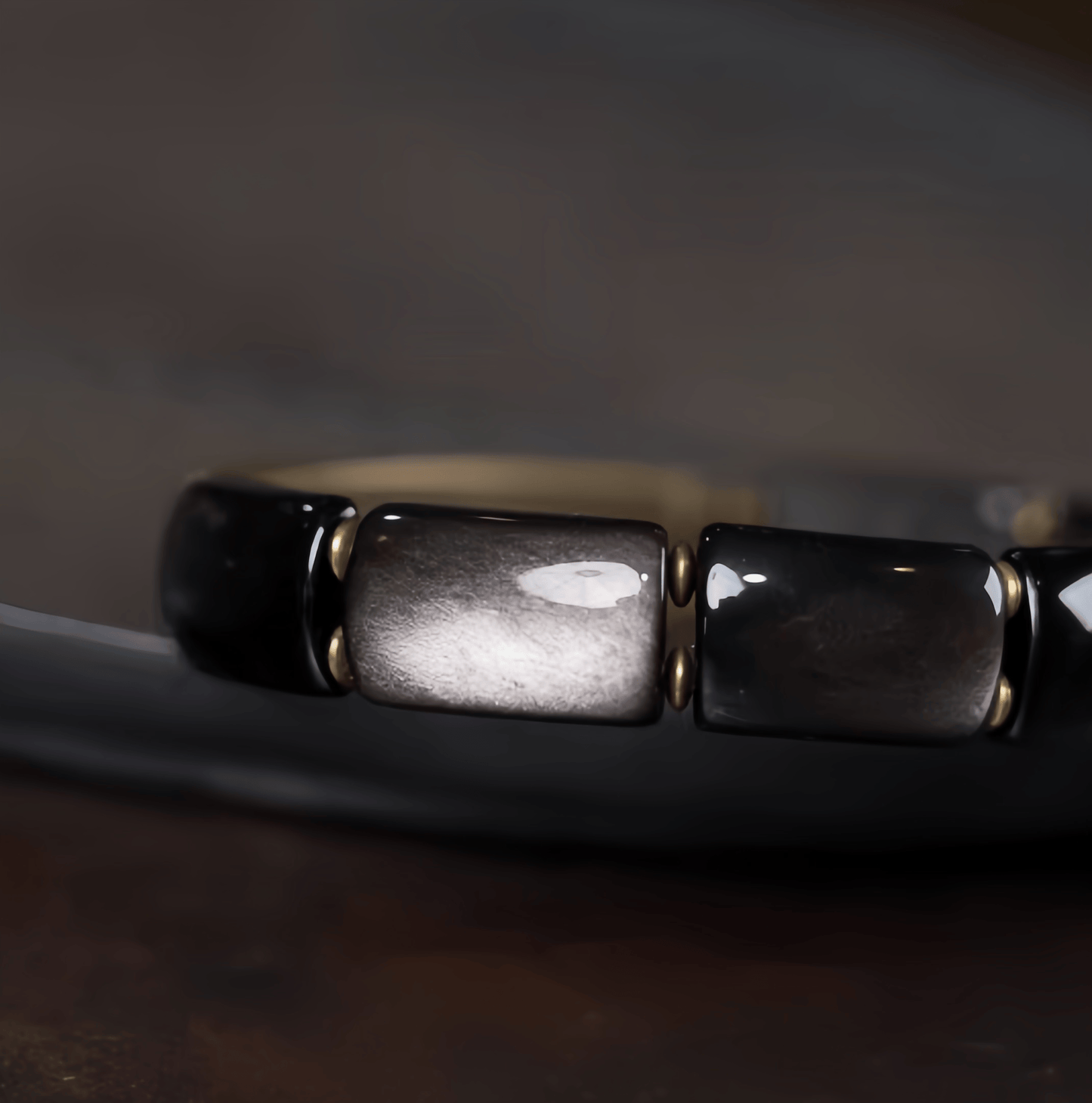 Energy Luxury Handcrafted Obsidian & Silver Obsidian Bracelet