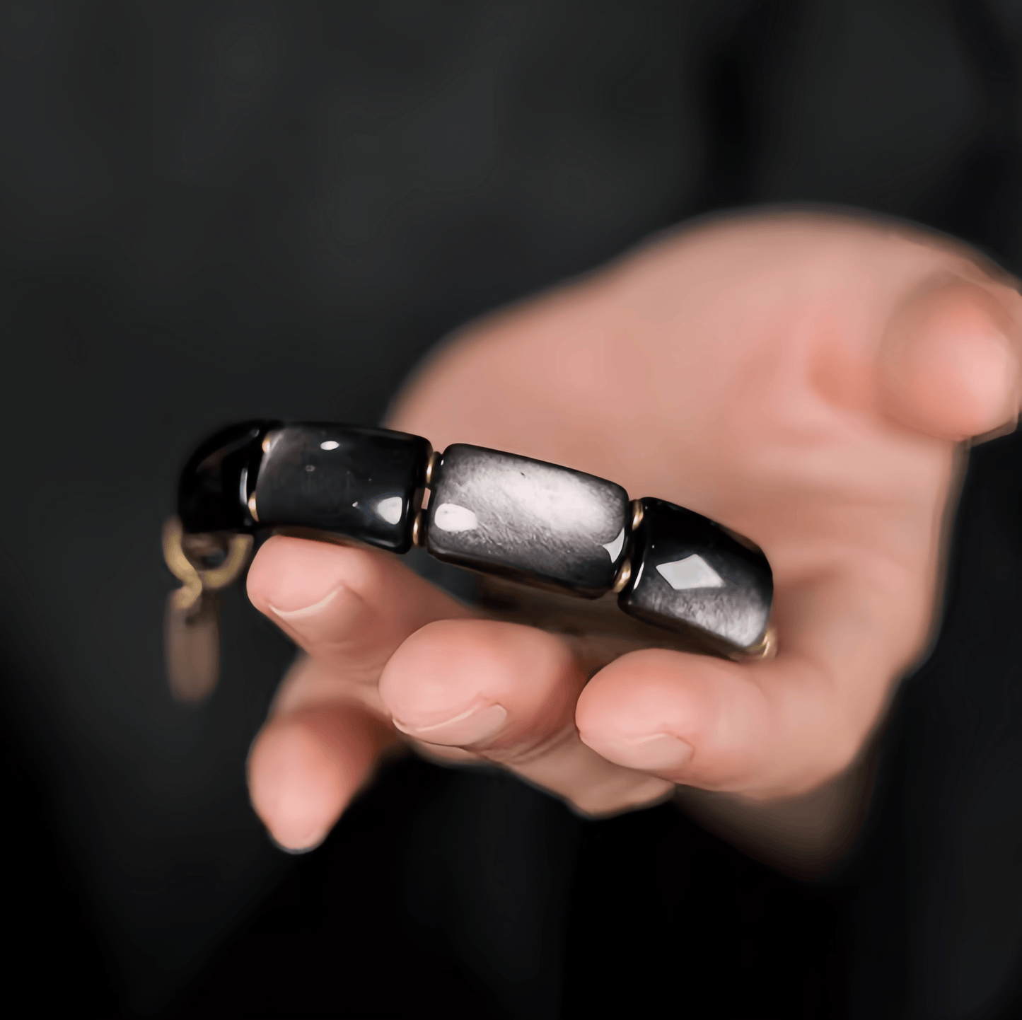 Energy Luxury Handcrafted Obsidian & Silver Obsidian Bracelet
