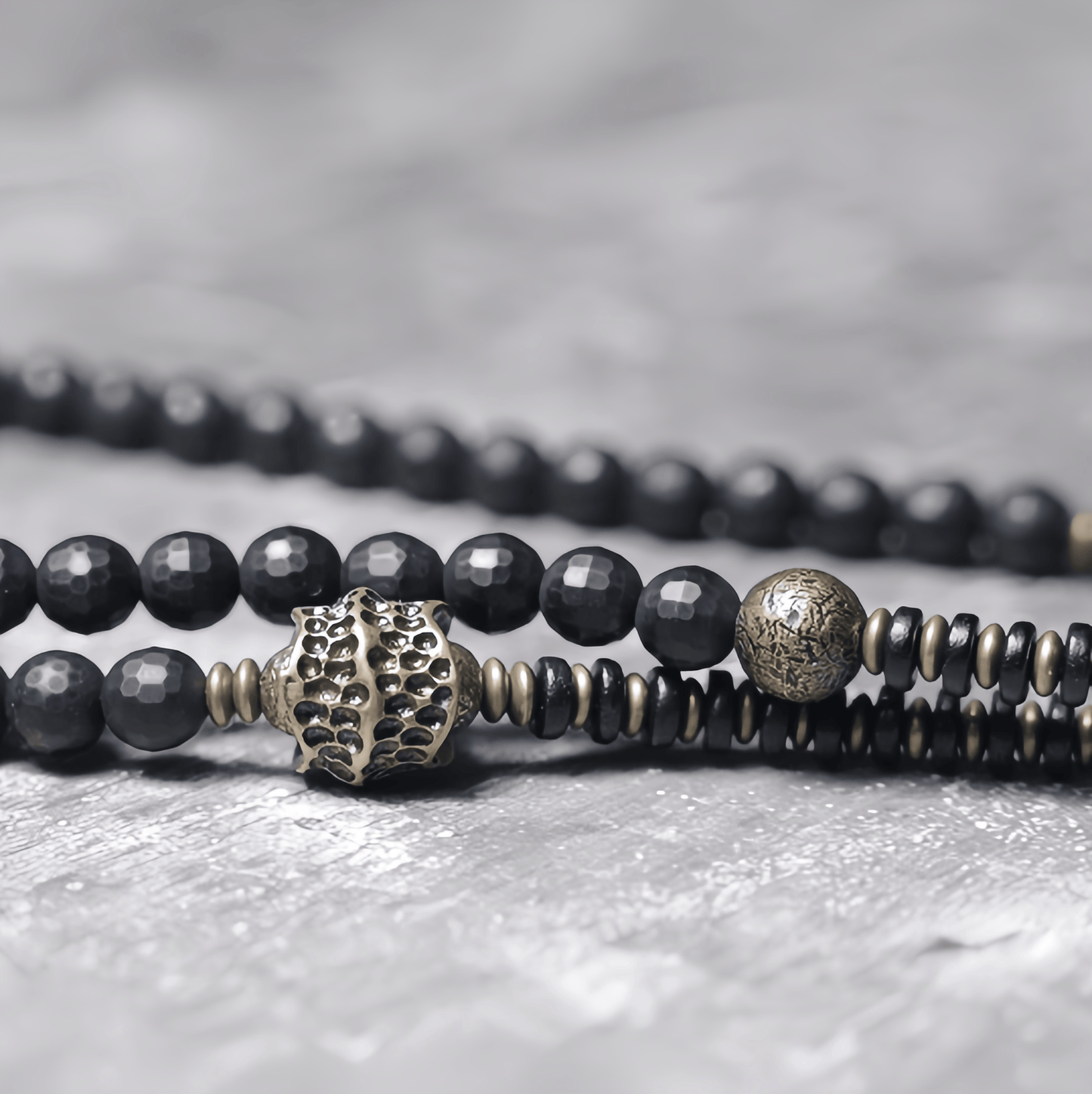 Energy Luxury Handcrafted Retro Black Agate Bead Bracelet