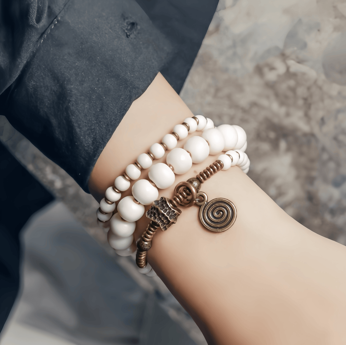 Energy Luxury Handcrafted Retro Brass Bead Bracelet