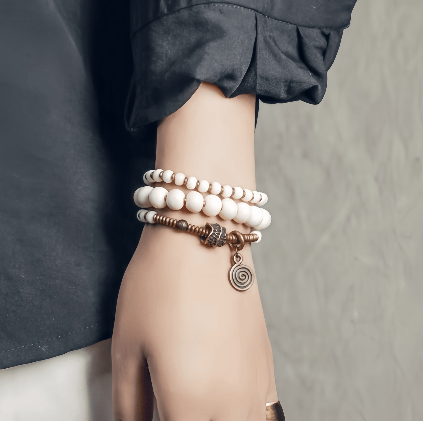Energy Luxury Handcrafted Retro Brass Bead Bracelet