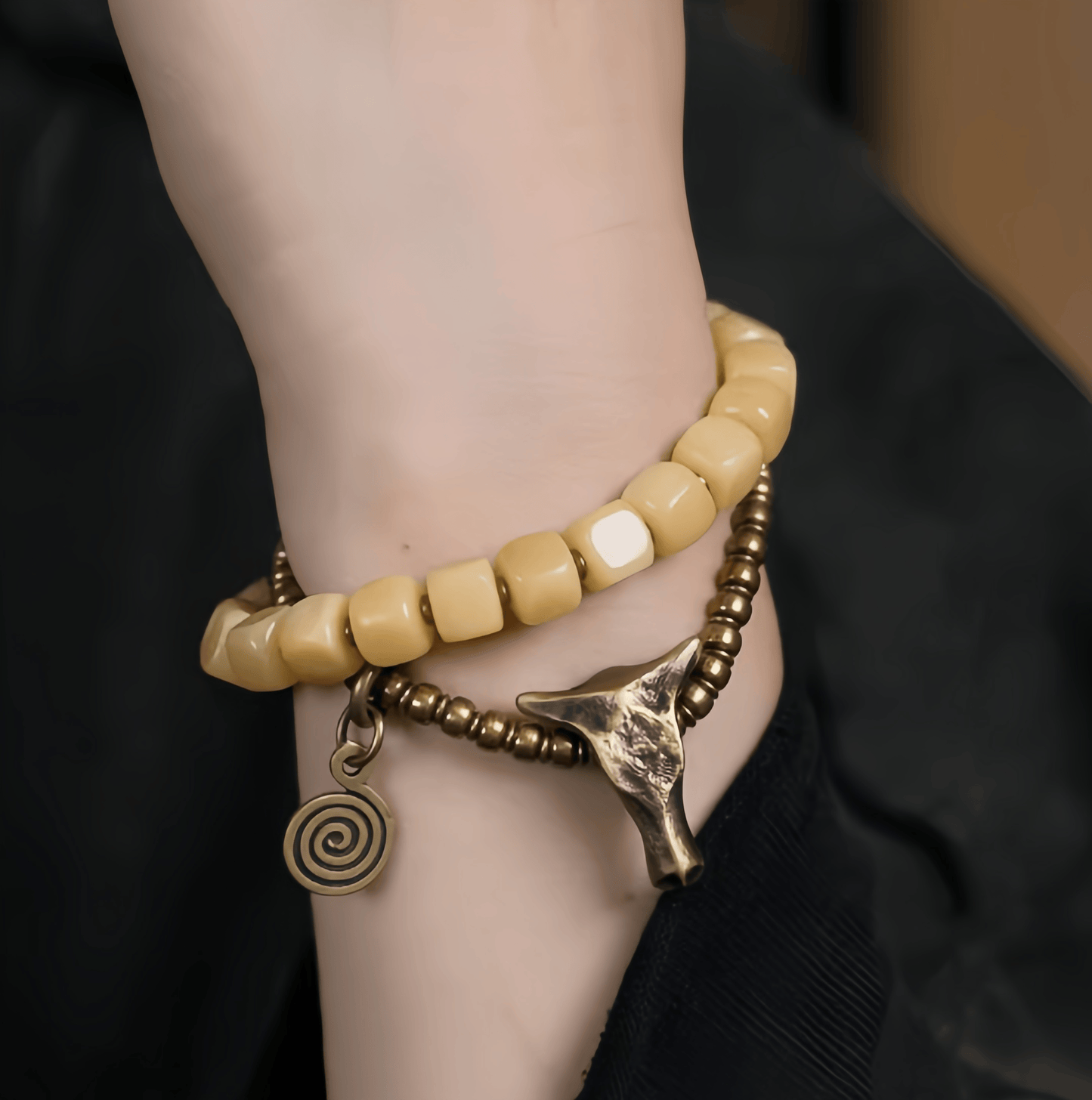 Energy Luxury Handcrafted Retro Cow Bone Double-Strand Bracelet