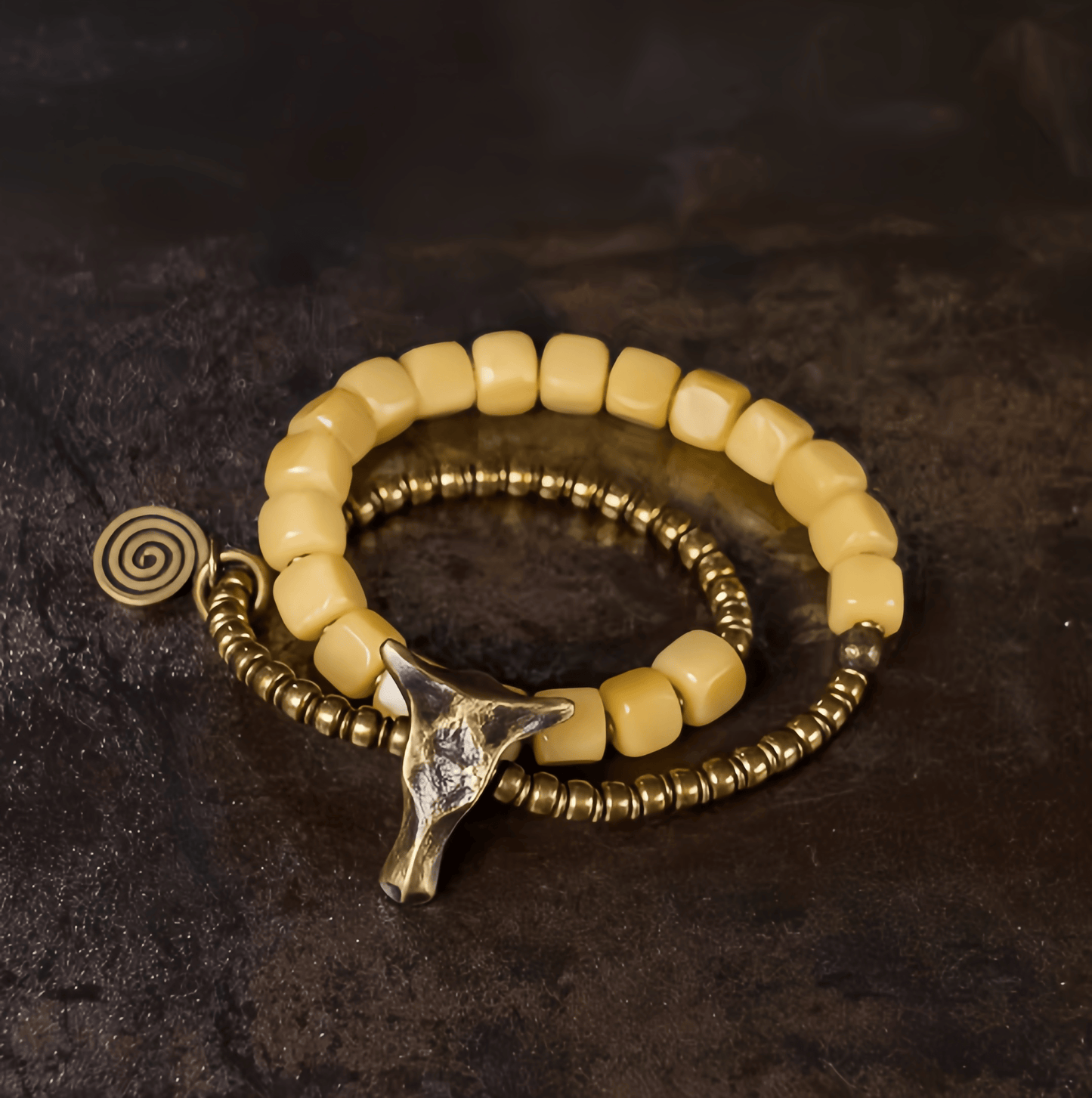 Energy Luxury Handcrafted Retro Cow Bone Double-Strand Bracelet