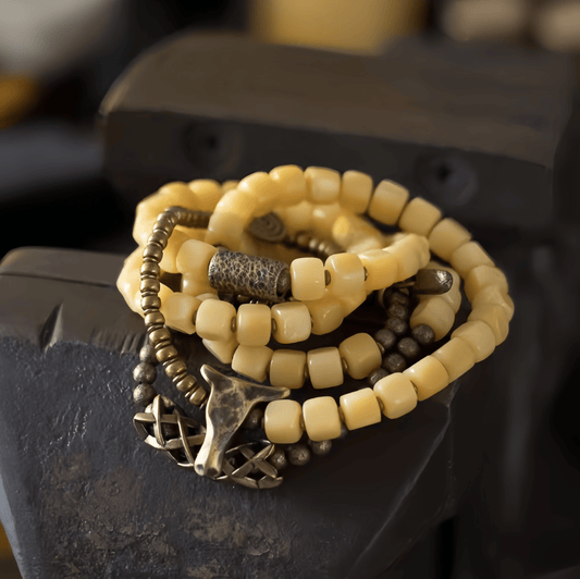 Energy Luxury Handcrafted Retro Cow Bone Double-Strand Bracelet