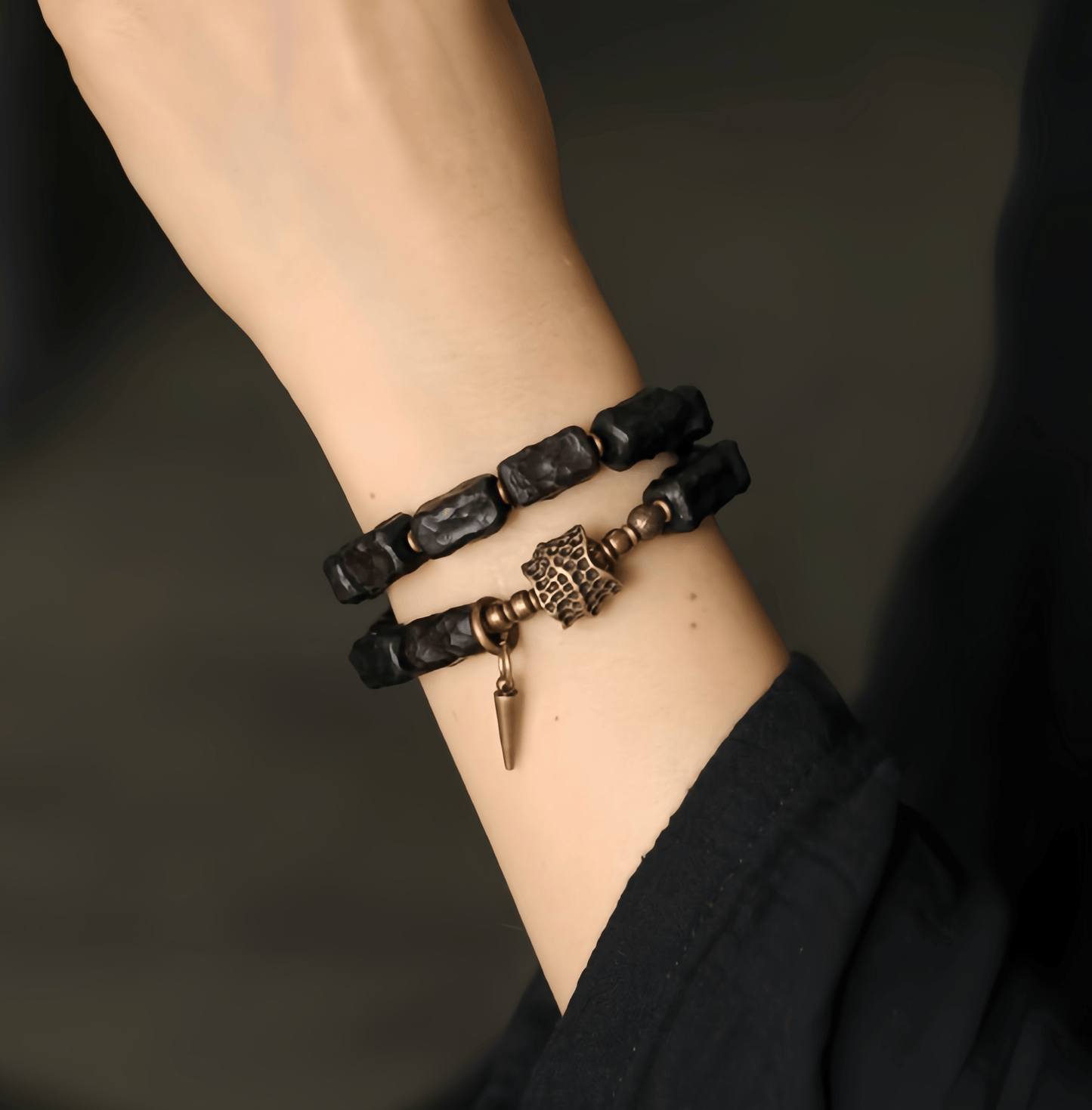 Energy Luxury Handcrafted Retro Ebony Bead Bracelet