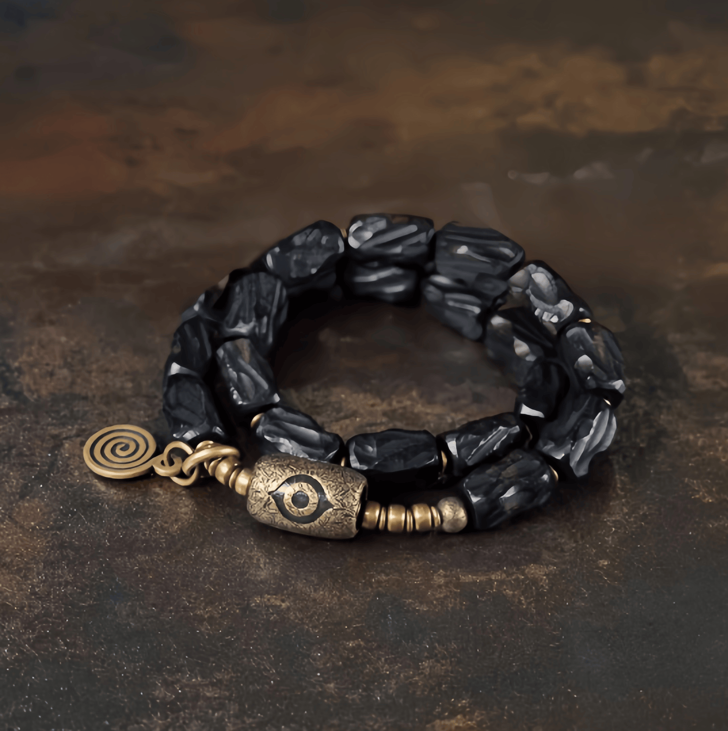 Energy Luxury Handcrafted Retro Ebony Double-Strand Bracelet