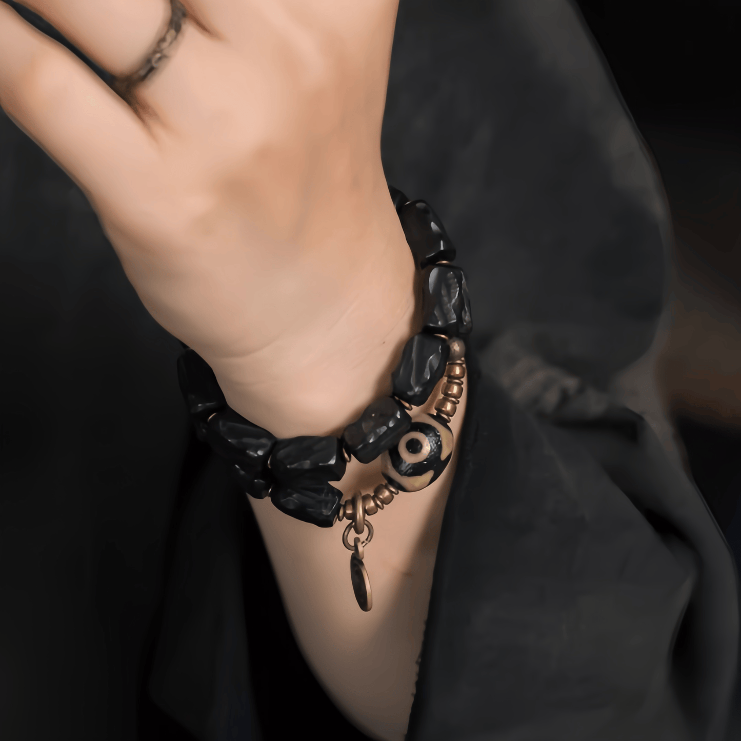 Energy Luxury Handcrafted Retro Ebony Double-Strand Bracelet