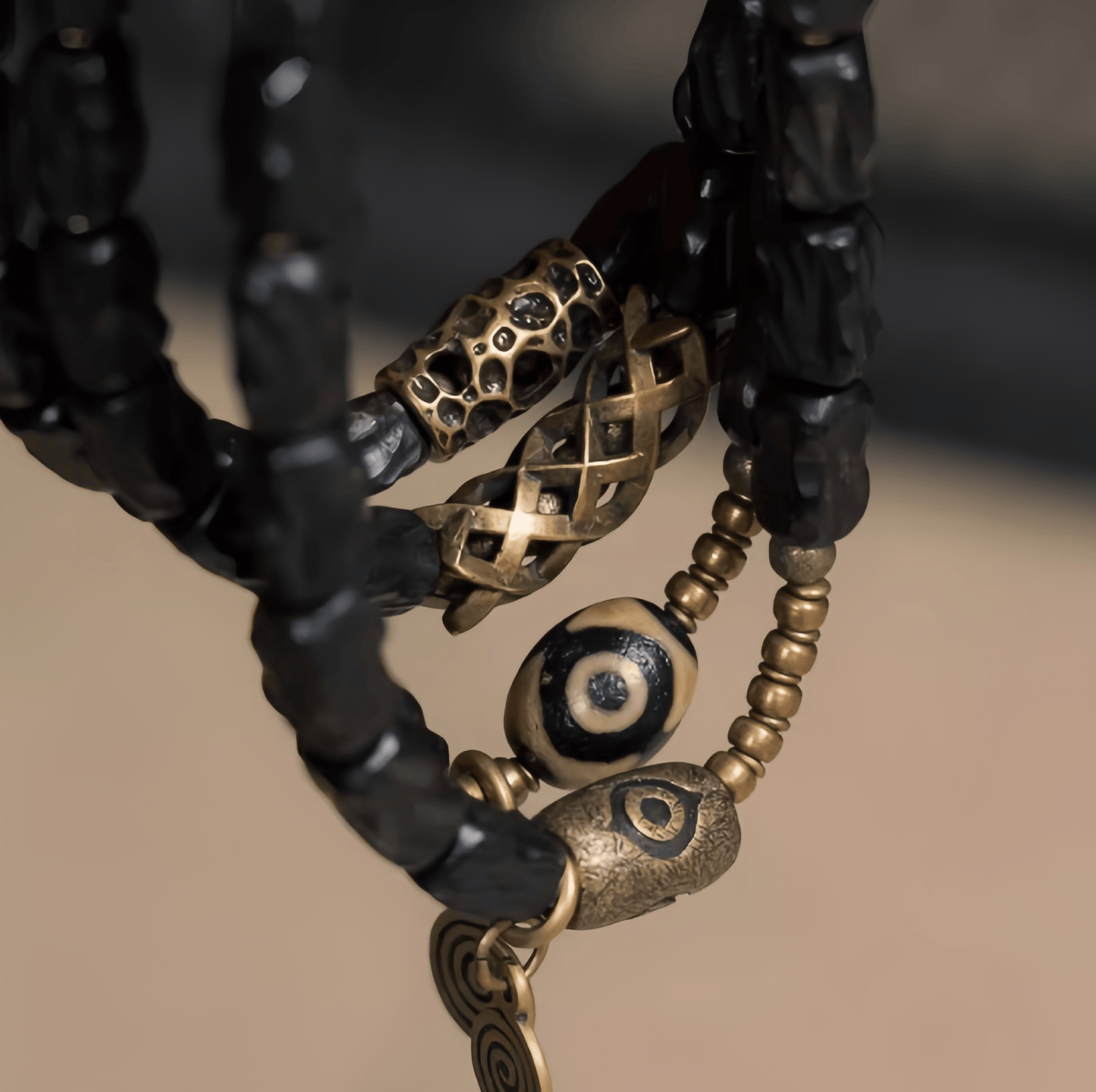 Energy Luxury Handcrafted Retro Ebony Double-Strand Bracelet