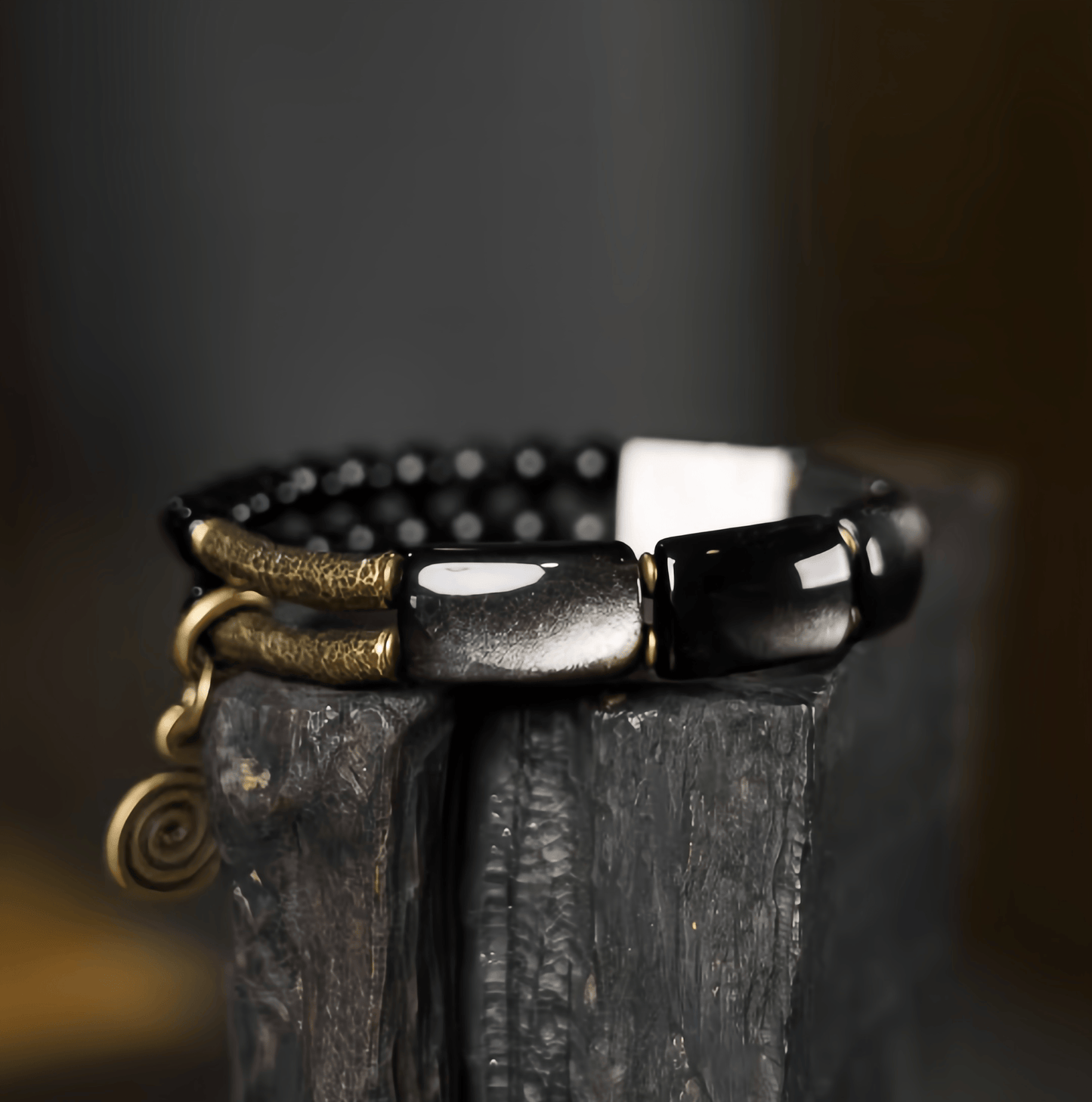 Energy Luxury Handcrafted Silver Obsidian Bracelet