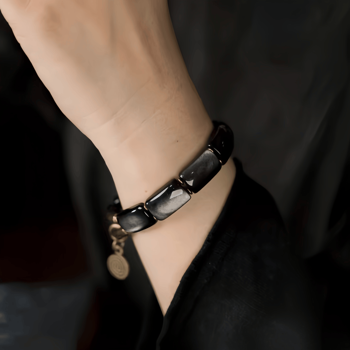 Energy Luxury Handcrafted Silver Obsidian Bracelet