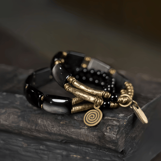 Energy Luxury Handcrafted Silver Obsidian Bracelet