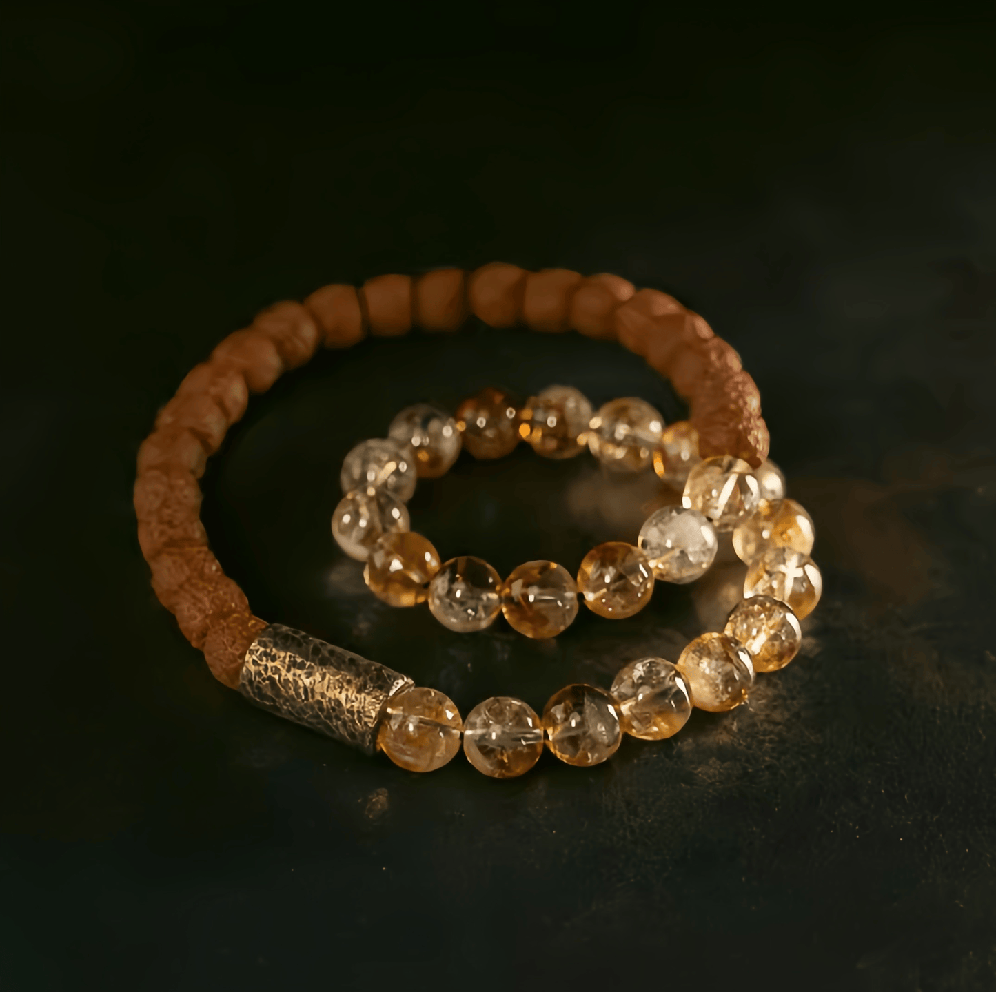 Energy Luxury Handcrafted Yellow Crystal & Vajra Bodhi Bracelet