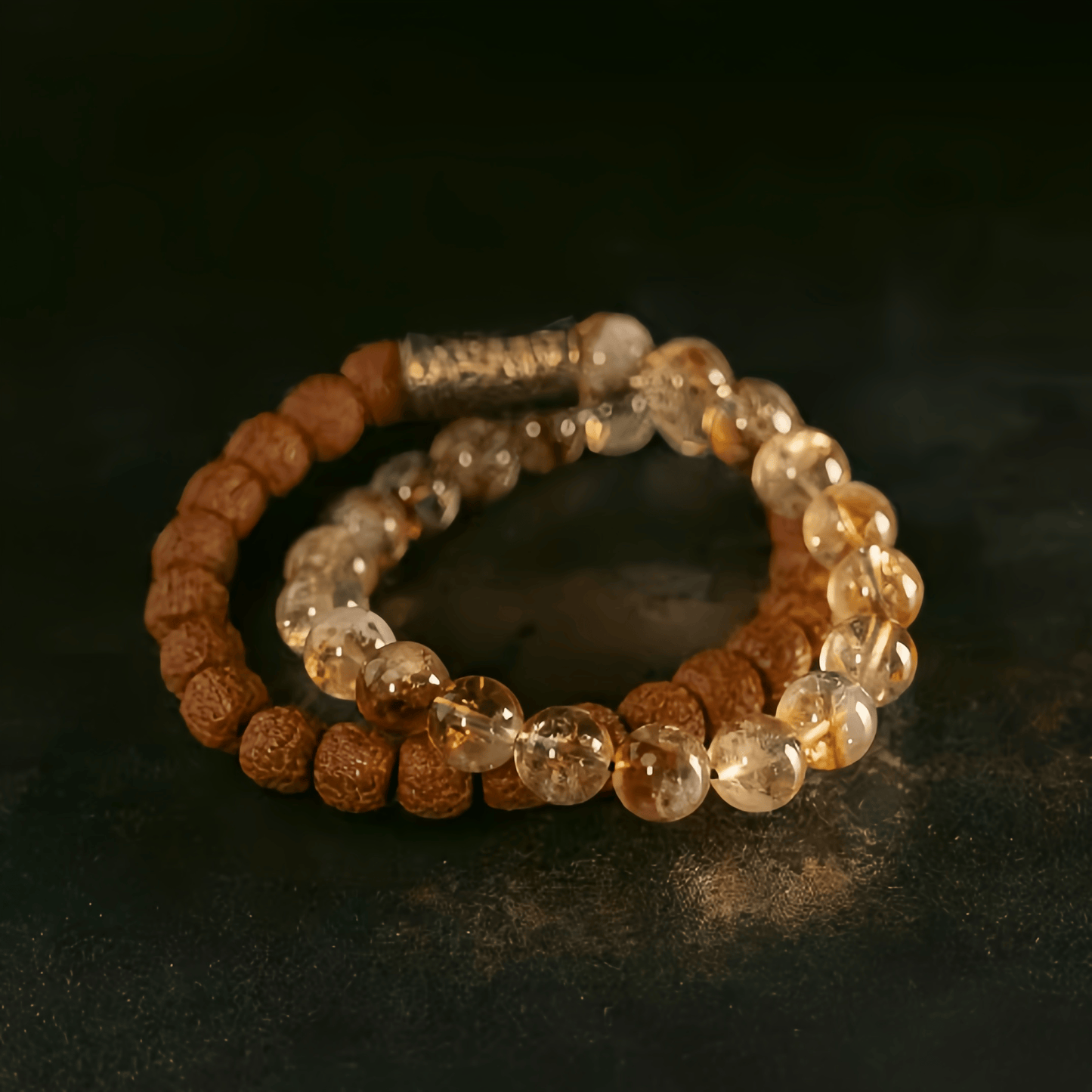 Energy Luxury Handcrafted Yellow Crystal & Vajra Bodhi Bracelet