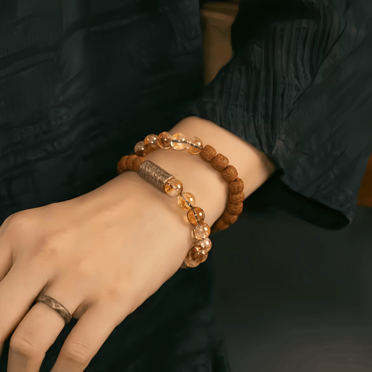 Energy Luxury Handcrafted Yellow Crystal & Vajra Bodhi Bracelet
