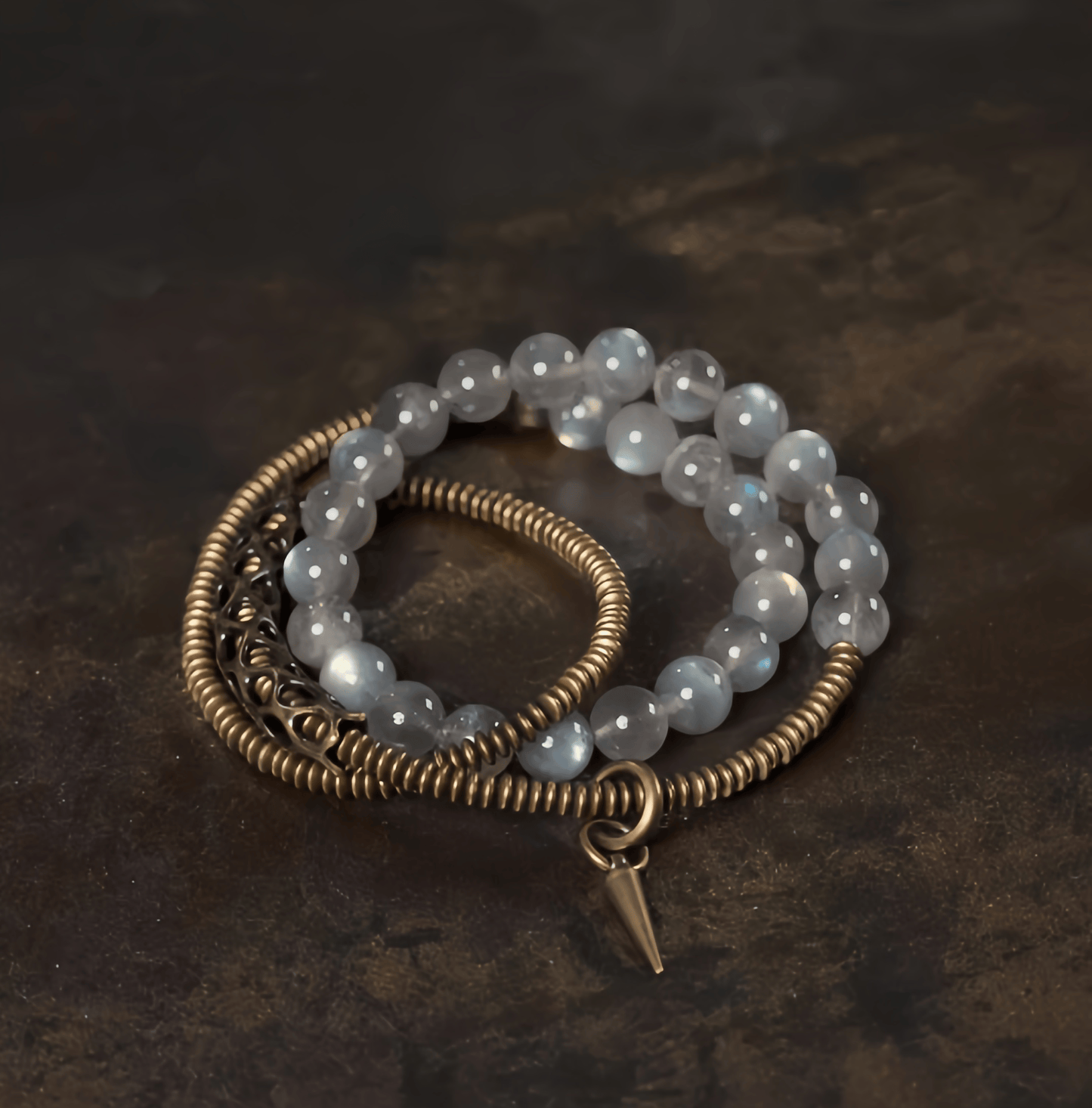 Energy Luxury Handcrafted Gray Moonstone Bracelet