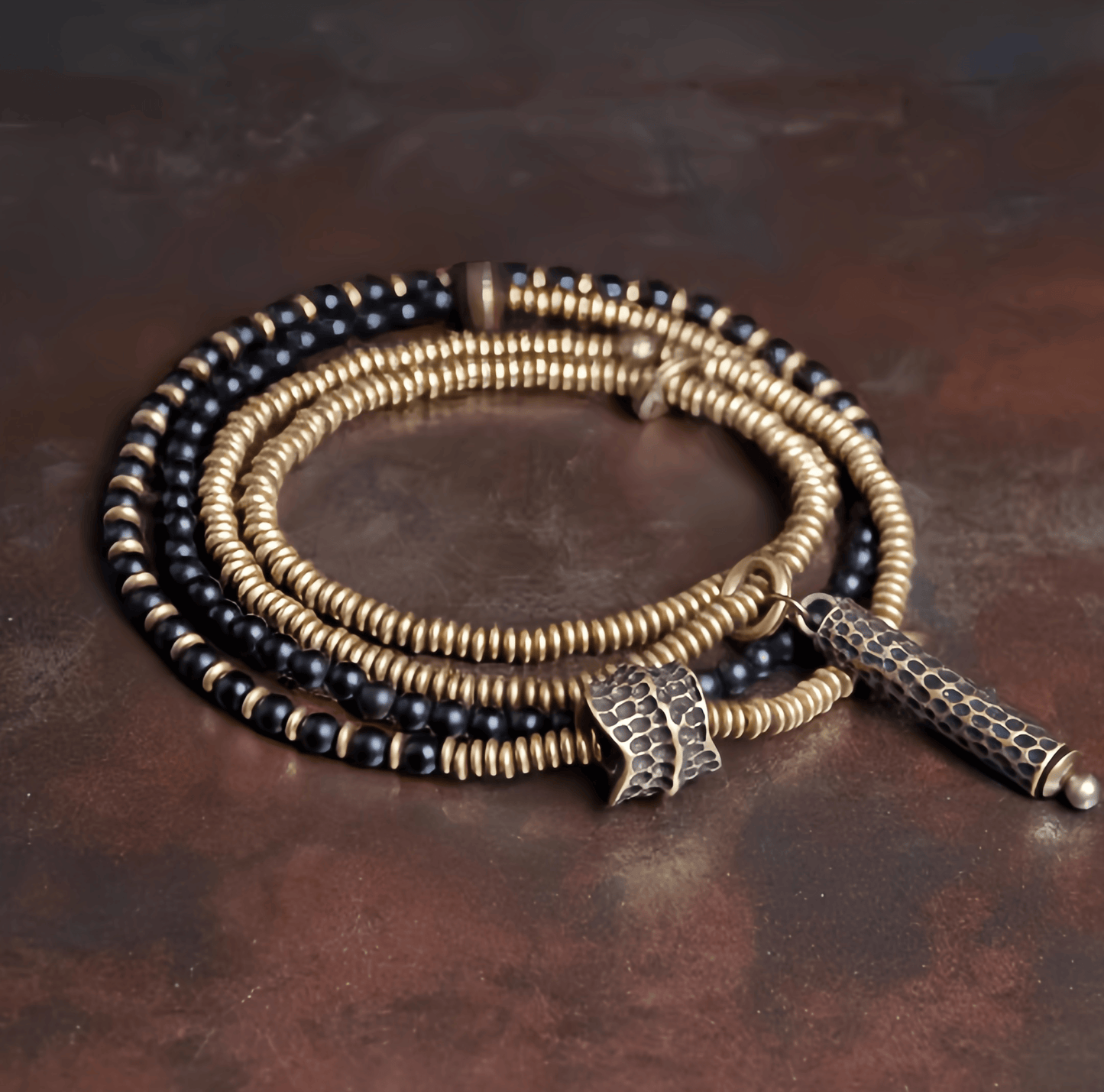 Energy Luxury Handcrafted Multi-Strand Agate Brass Bracelet