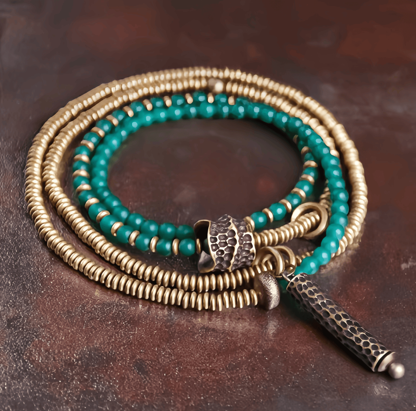 Energy Luxury Handcrafted Multi-Strand Agate Brass Bracelet