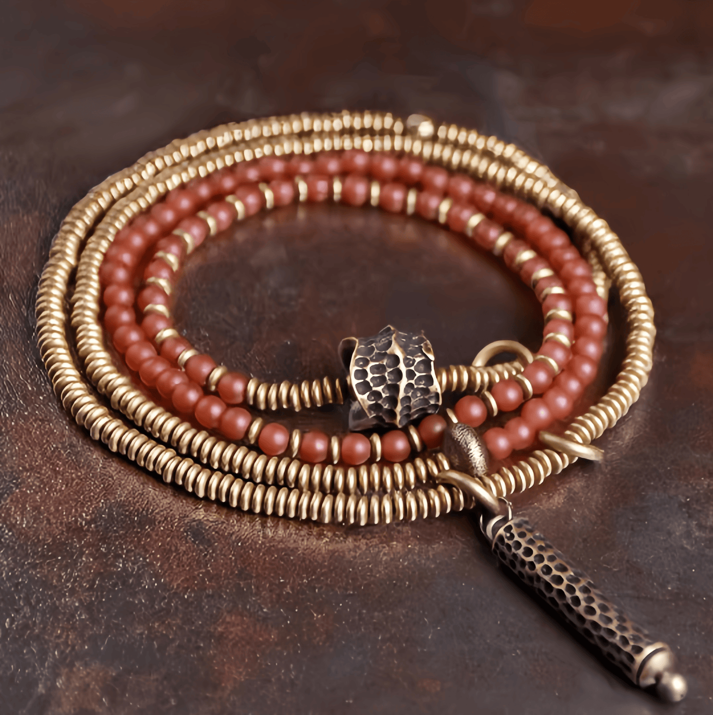 Energy Luxury Handcrafted Multi-Strand Agate Brass Bracelet