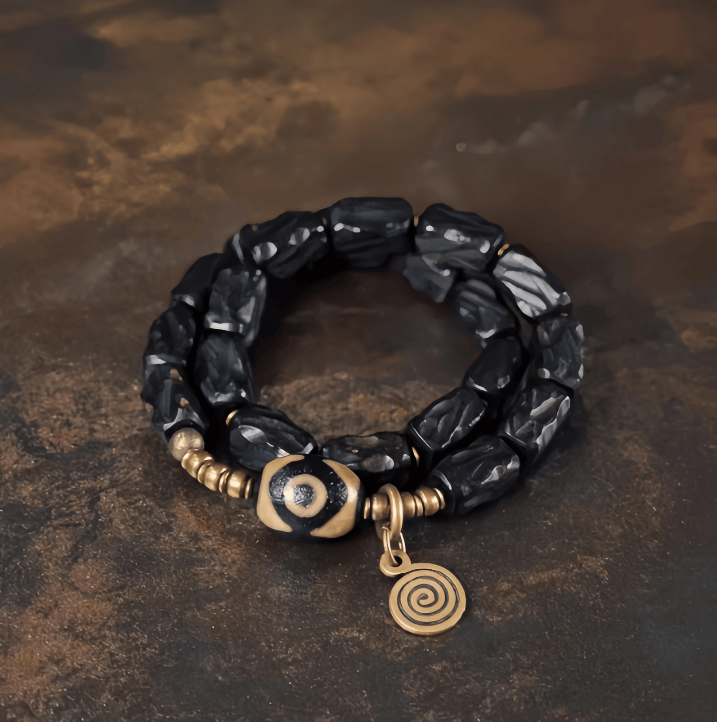 Energy Luxury Handcrafted Retro Ebony Double-Strand Bracelet