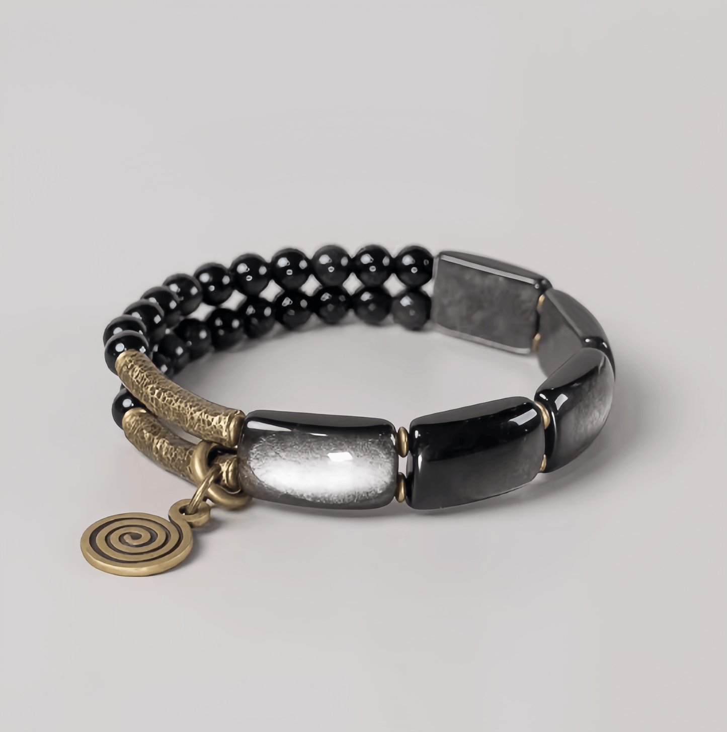 Energy Luxury Handcrafted Silver Obsidian Bracelet