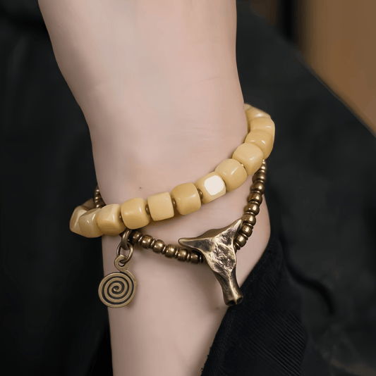 Energy Luxury Handcrafted Vintage Double-Wrap Bone Bracelet