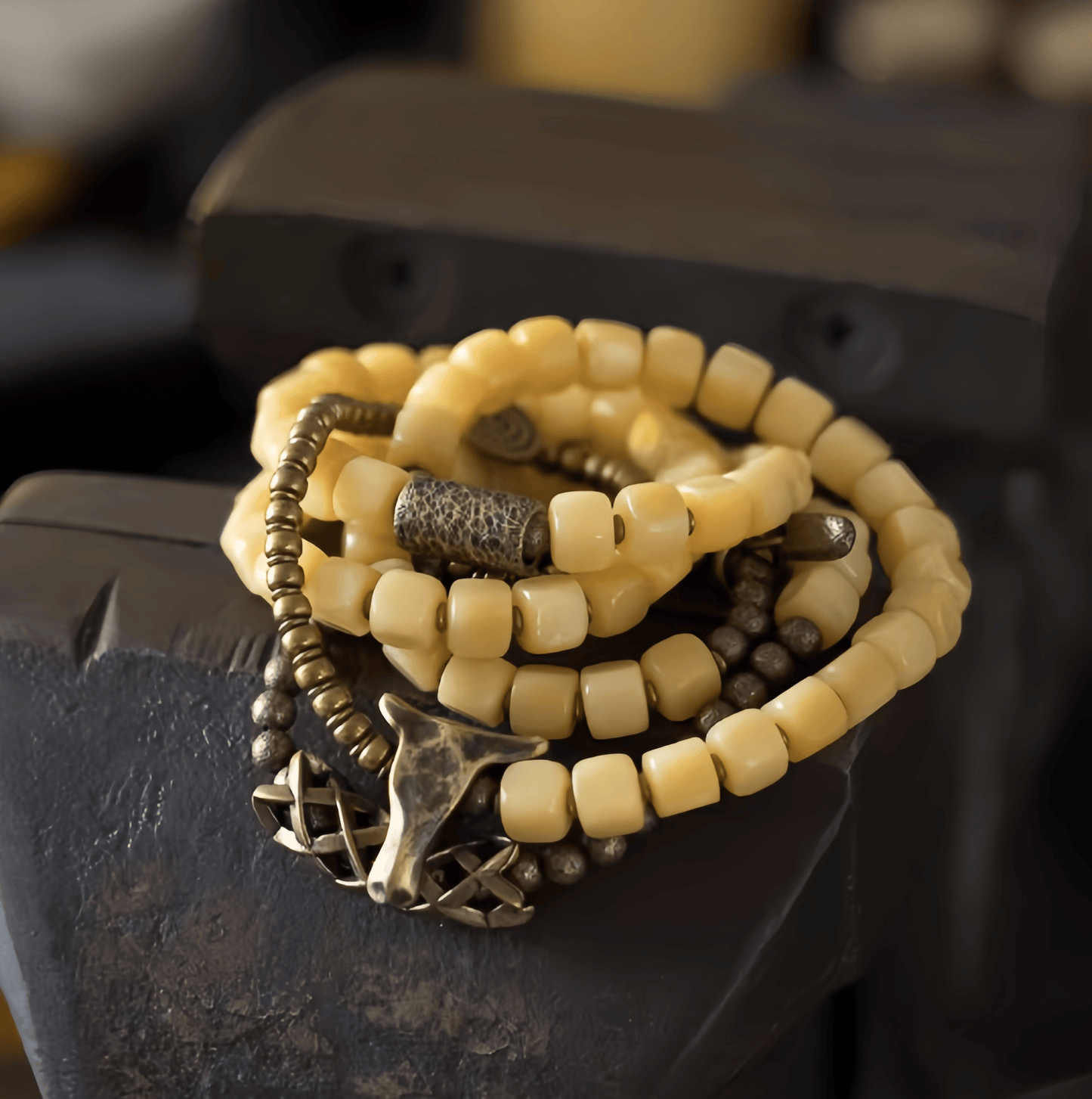 Energy Luxury Handcrafted Vintage Double-Wrap Bone Bracelet