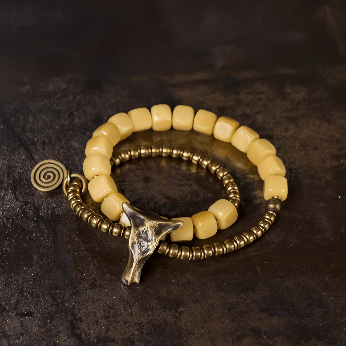 Energy Luxury Handcrafted Vintage Double-Wrap Bone Bracelet