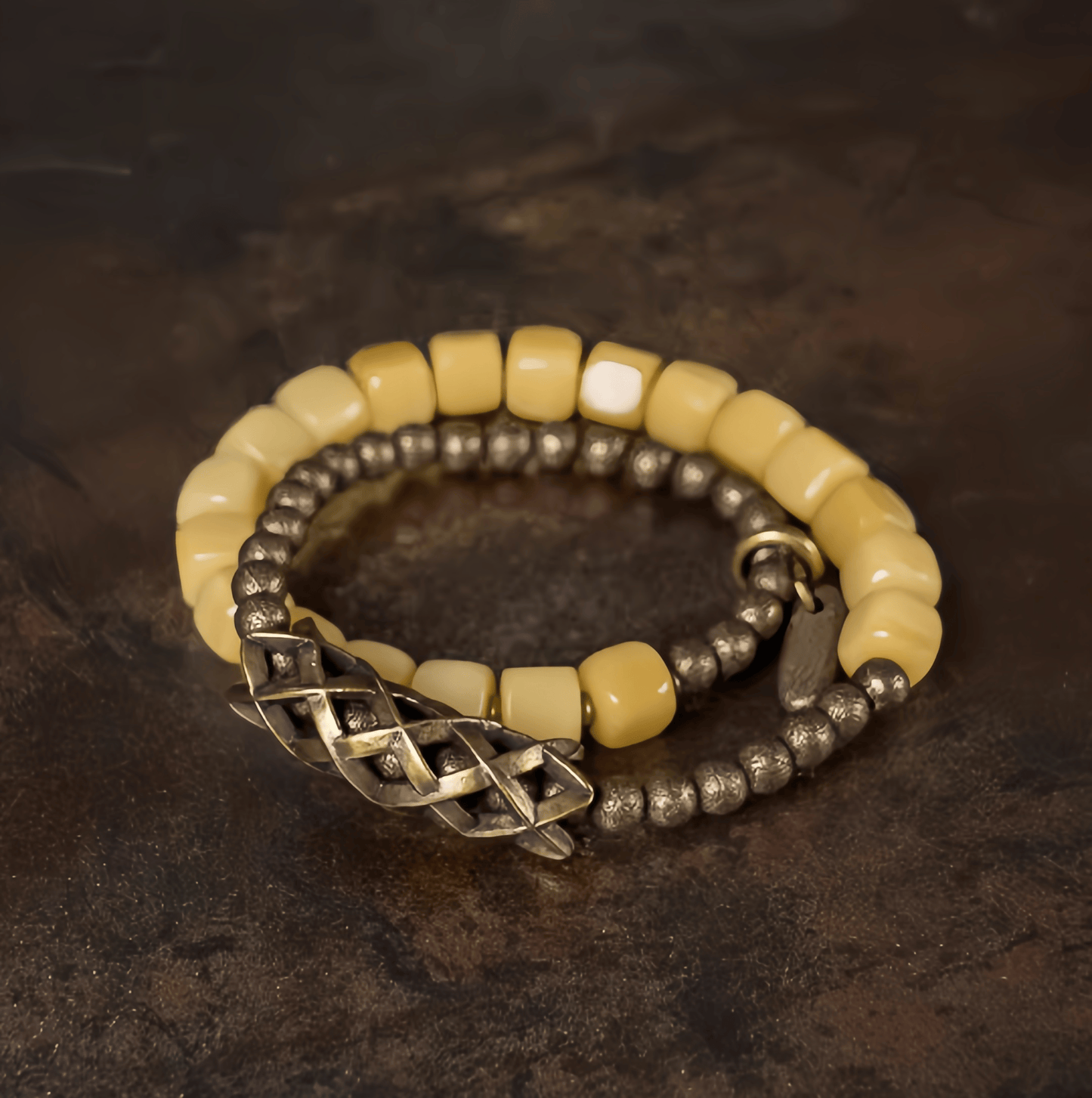 Energy Luxury Handcrafted Vintage Double-Wrap Bone Bracelet