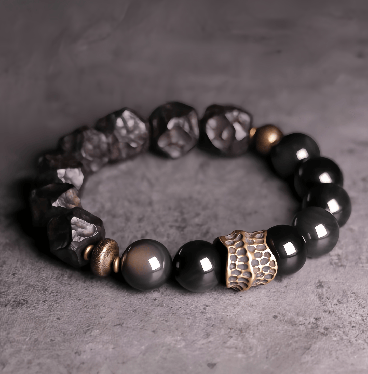 Energy Luxury Handmade Ebony & Obsidian Bracelet