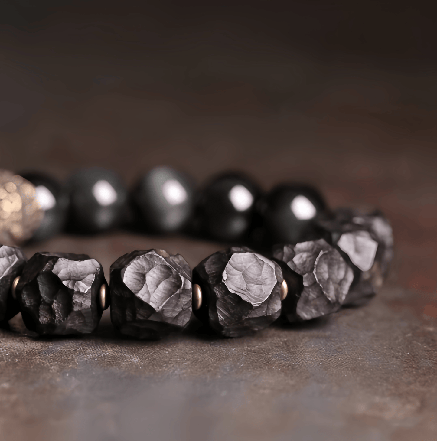 Energy Luxury Handmade Ebony & Obsidian Bracelet