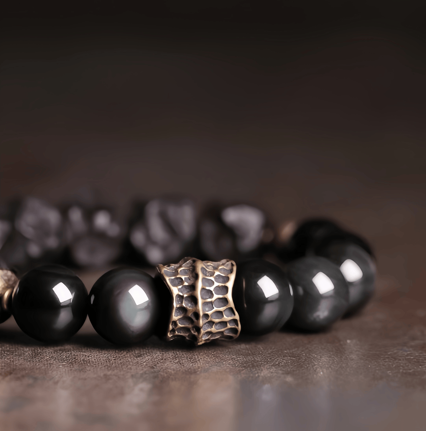 Energy Luxury Handmade Ebony & Obsidian Bracelet