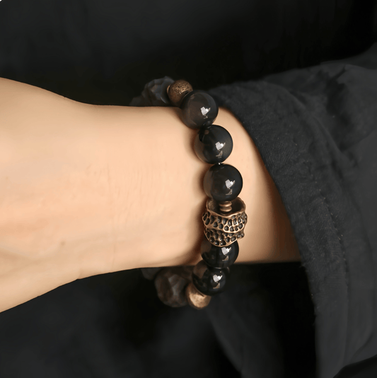 Energy Luxury Handmade Ebony & Obsidian Bracelet