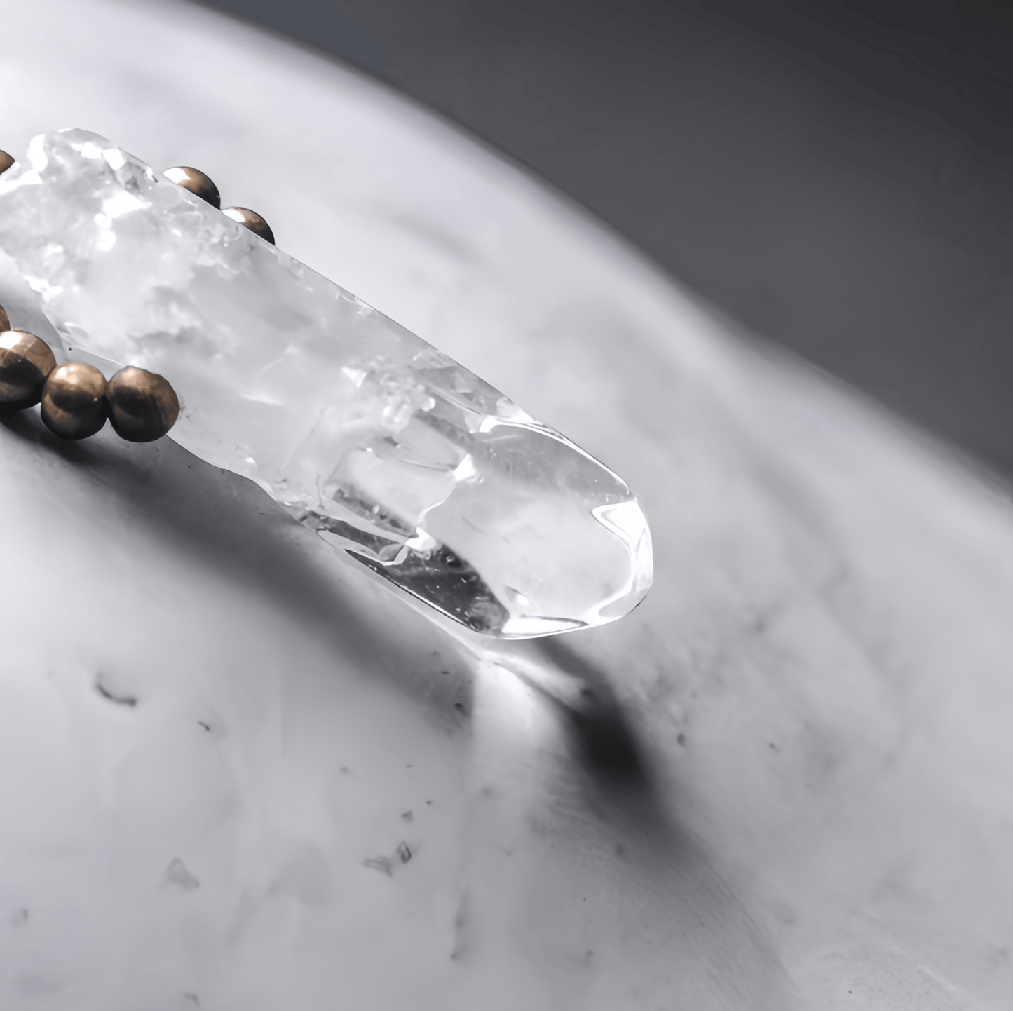 Energy Luxury Handmade Ethnic Bracelet – Black Rutilated Quartz with White Crystal Tassel for Peace