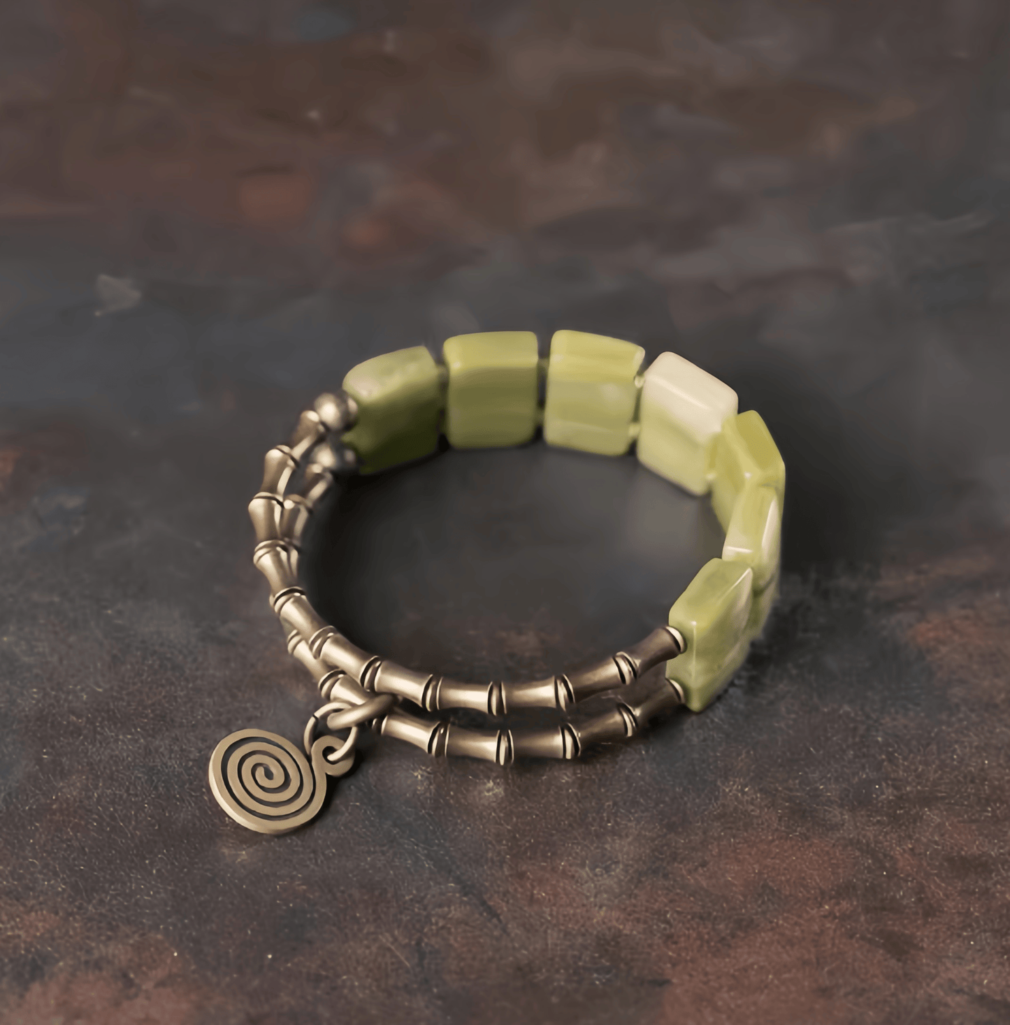 Energy Luxury Handmade Green Serpentine Jade Bracelet – Vintage Unique Jewelry for Men & Women